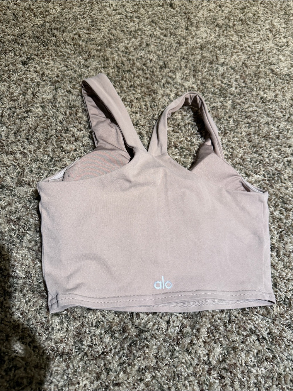 Alo Women's Light tan Sports Bra Crop Top